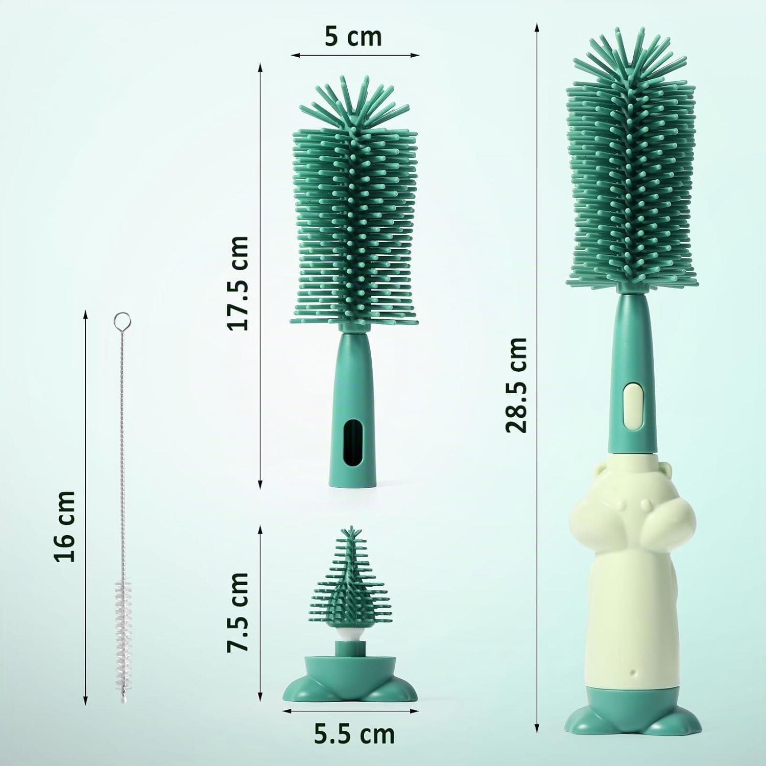 Diboniur Scovolino Biberon Silicone 3 in 1 Resistente Ai Graffi Pulisci Biberon Spazzola