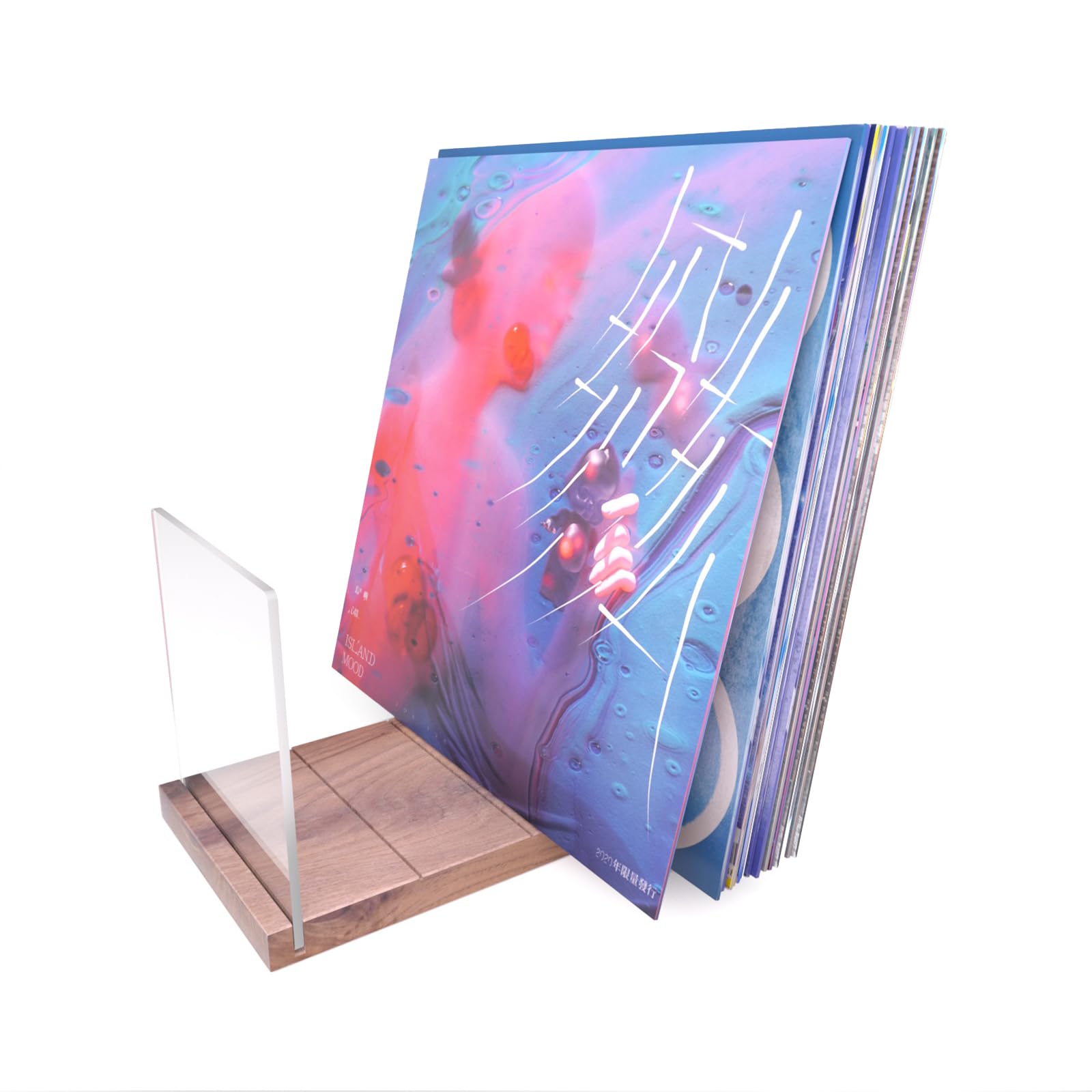 Support vinyle en noyer massif et plaques acryliques haut de gamme pour LP