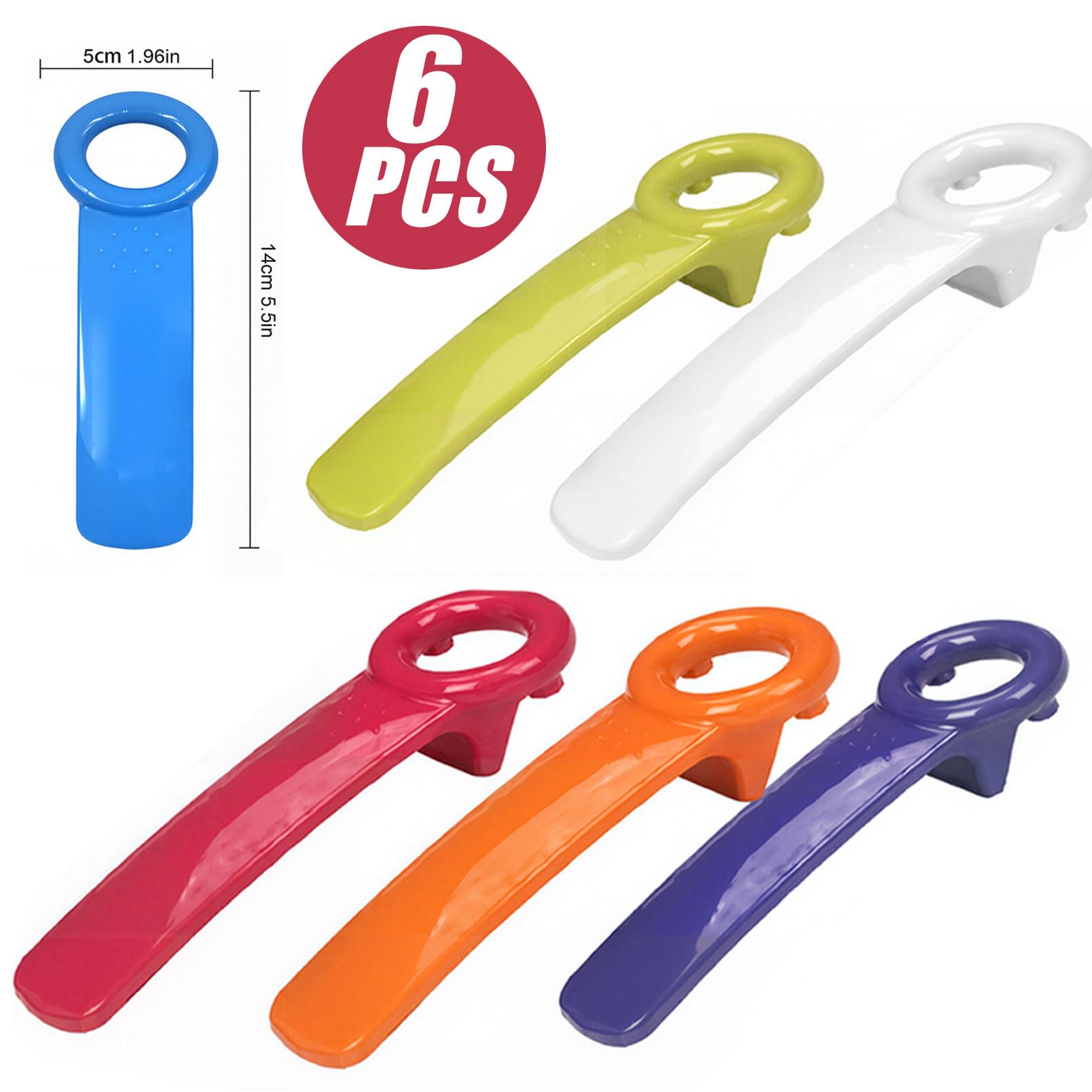 Juego de 6 abridores de tapa de plástico coloridos de fácil agarre, herramientas de cocina de 5.5 pulgadas para manos débiles