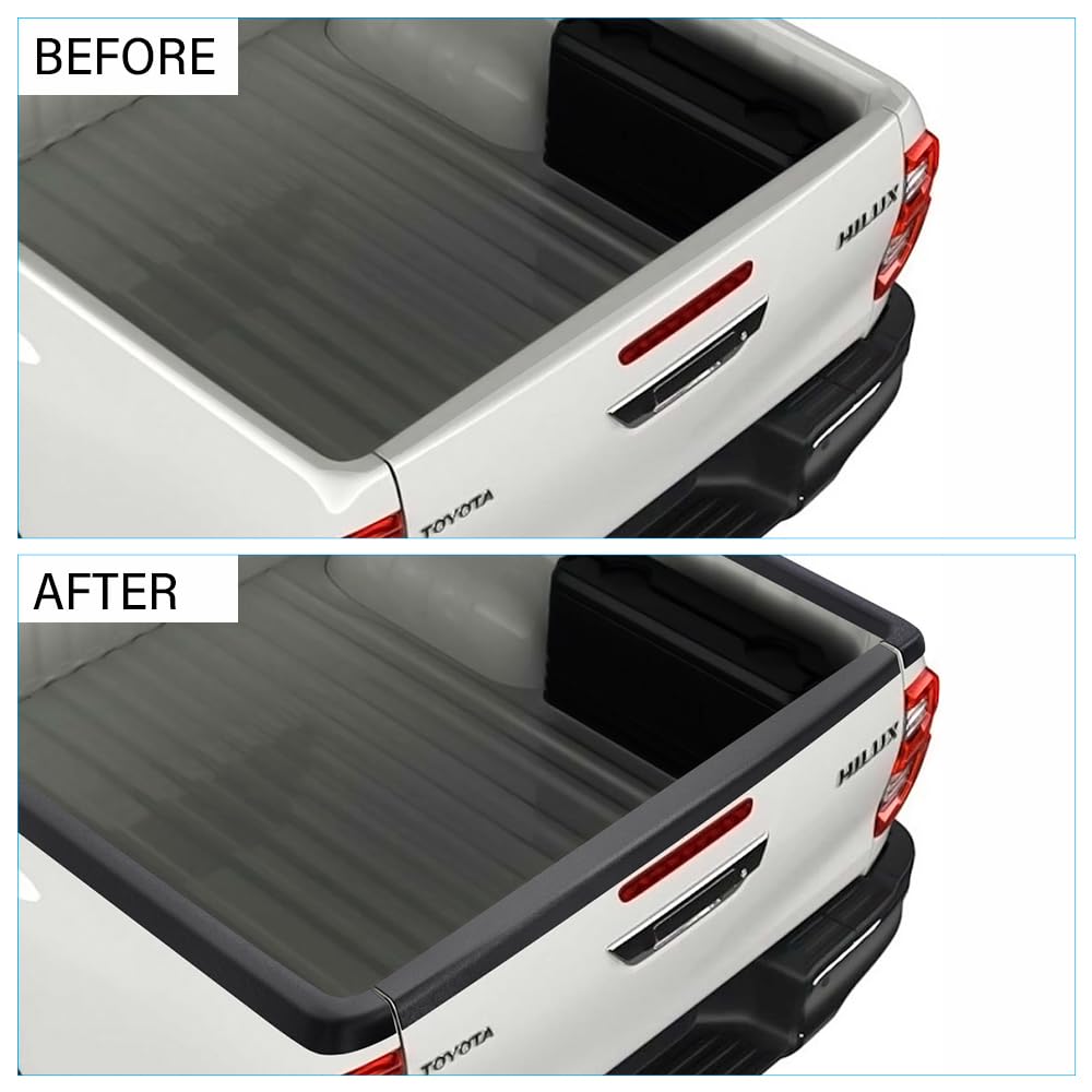 Kit Protezione 3 Pezzi per Toyota Hilux 2016-2020 (Active Lounge) e 2021-2026 (Active) Doppia Cabina, Copribordo Portellone e Rotaie Laterali LLDPE Heavy Duty - Nero Opaco (Solo per Cassone Aperto)