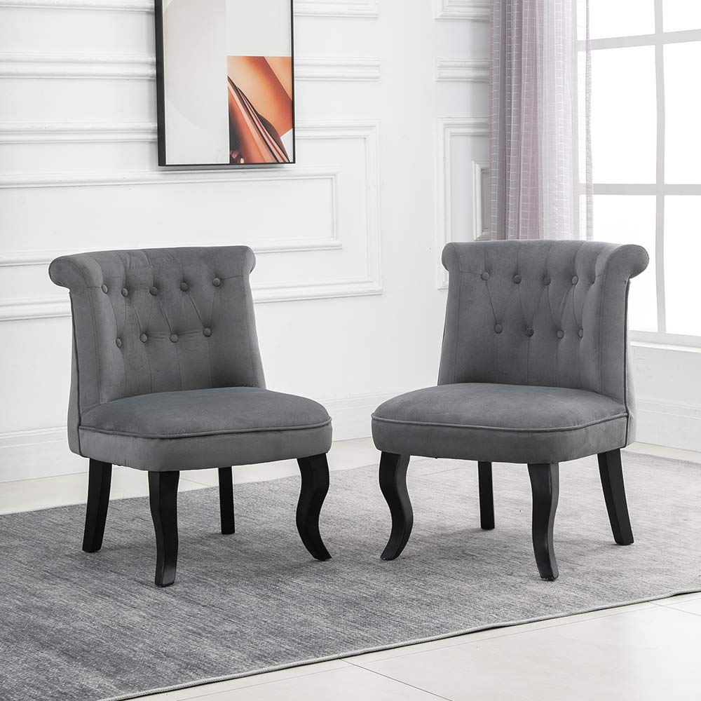 Buy Ansley&HosHo Grey Dining Chairs Set of 2 Velvet Upholstered Seat