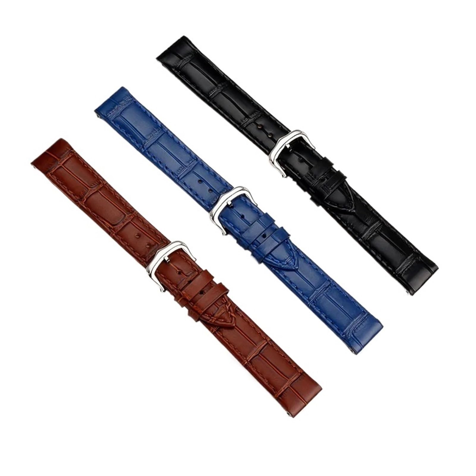 Correa de cuero liberación rápida 15,5 mm 17, compatible con Cartier Santos 38 Dumont pequeña mediana reloj hebilla Pulsera azul