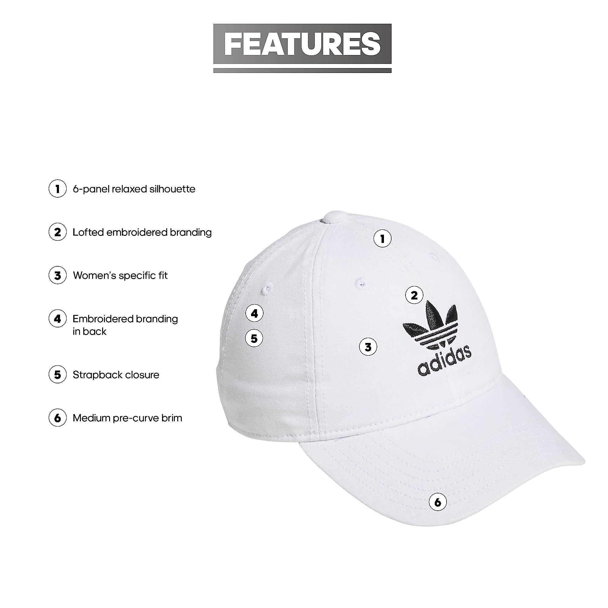 adidas Oryginały Damskie Relaxed Plus Strapback - Biała, Jednolita, Sportowa, Odpowiednia do Lata, Odpowiednia do Kobiet, Czapka z Daszkiem, Baseball Cap, Odzież do Ćwiczeń i Fitnessu