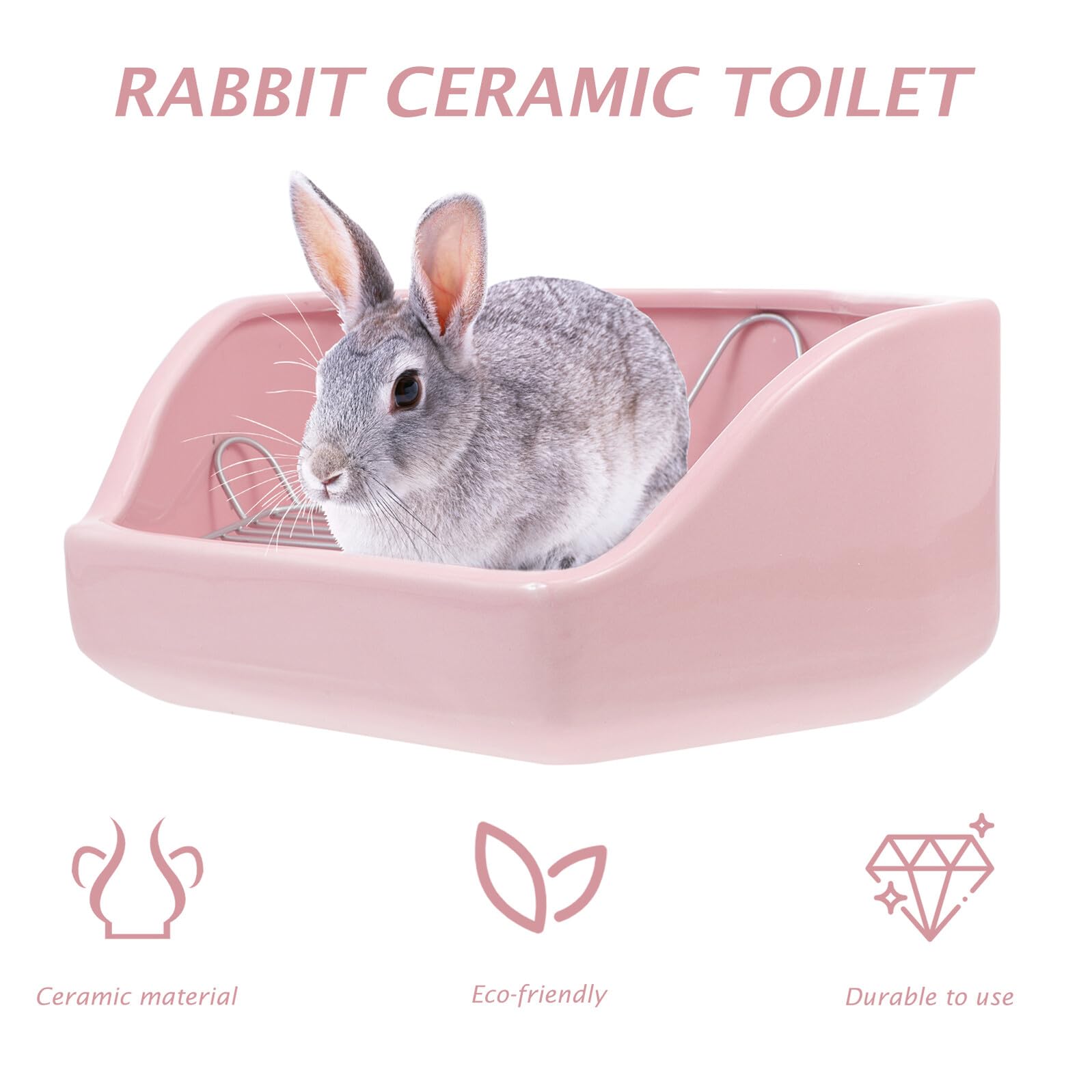 Lettiera per Porcellini D'india e Furetti in Ceramica Rosa Pentagonale, Facile da Pulire e Anti-ribaltamento Rete Rimovibile per Uso Igienico
