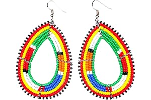 Stunning African Maasai Earrings: A Symphony of Orange and Blue