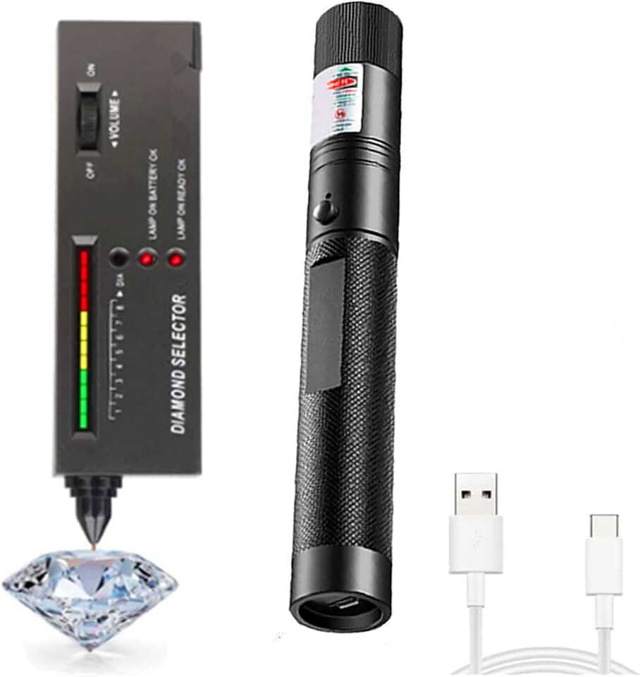Testador de diamante, caneta testadora de diamante de alta precisão e kit de teste de diamante para joias de tocha de diamante, seletor de diamante profissional para iniciantes e especialistas,