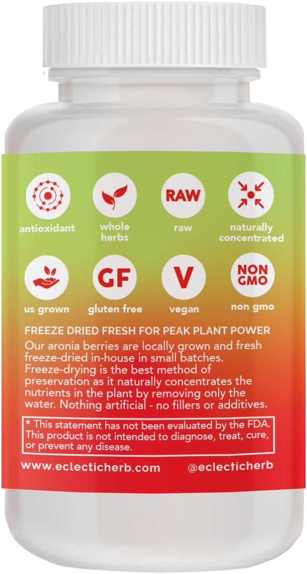 Eclectic Institute Raw Fresh Freeze-Dried Non-GMO Hawthorn Berry | Cardiovascular Support | 90 CT (500 mg) : Health & Household