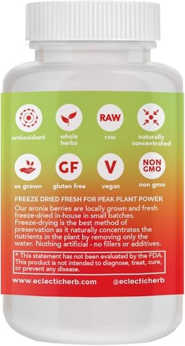 Miniatura 6 de Eclectic Institute Frambuesa negra sin OMG, liofilizada, fresca cruda, densa en nutrientes y rica en antocianinas, 50 CT (300 mg)