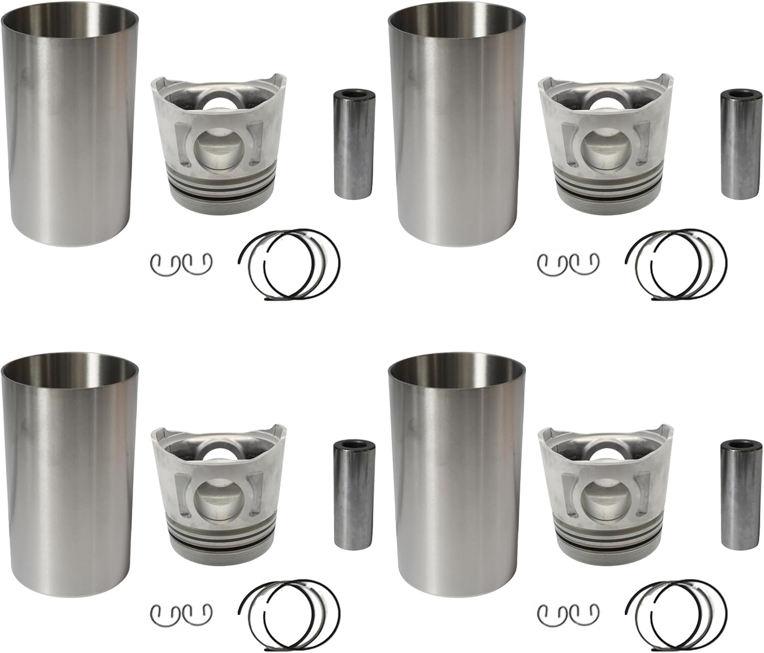 4PCS Piston Set & Cylinder Liner fits for Isuzu 4BD1 4BD1T Engine (Piston Height 104 mm, Combustion Chamber Size: 51 mm)