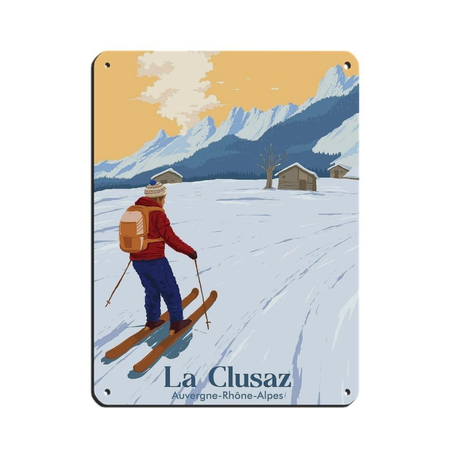 Poster La Clusaz plaque métal haut de gamme décoration murale 30x40