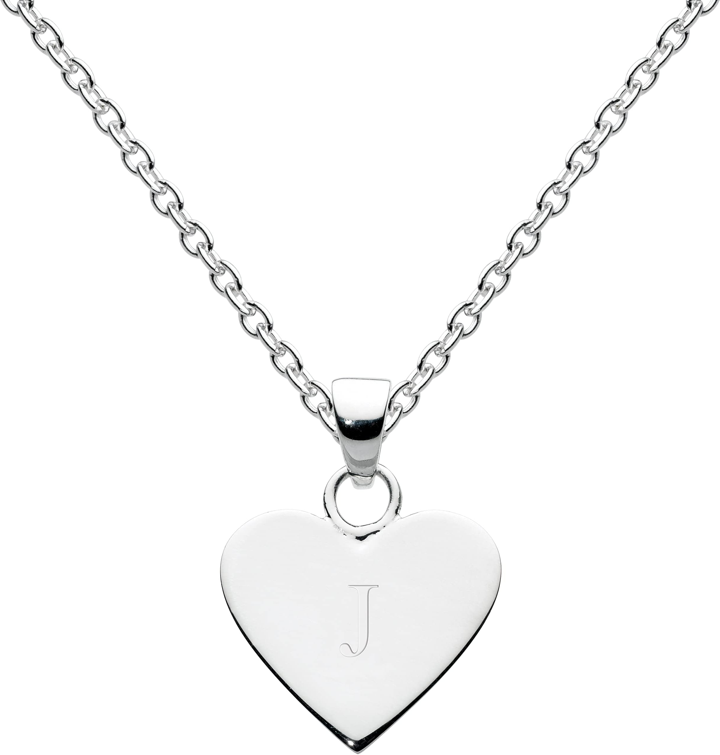 DewSterling Silver Heart Initial Necklace