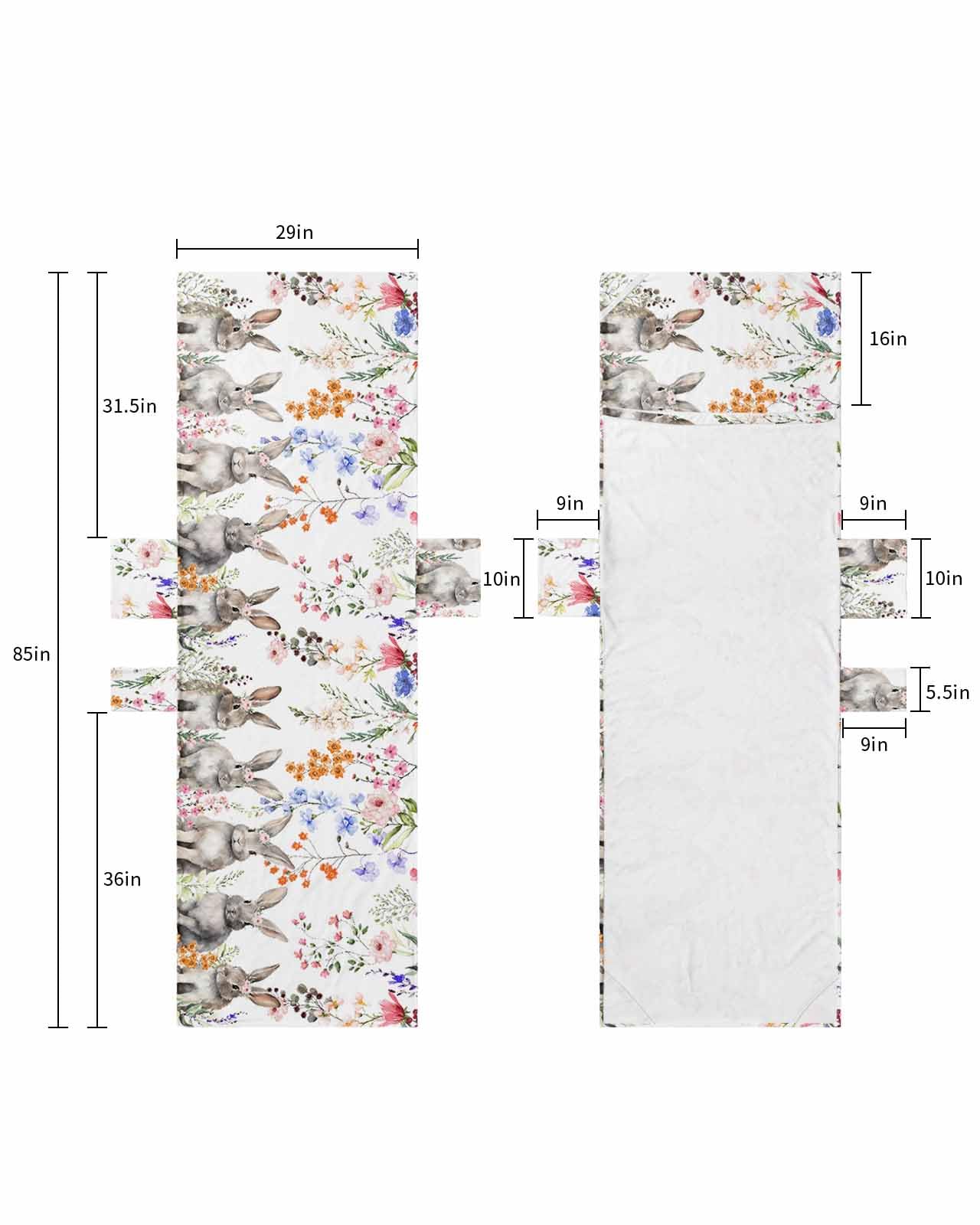Easter Bunny Beach Lounge Chair Towel Cover, Soft Chaise Lounge Towel with Side Pockets Patio Pool Chairs Cover for Beach/Pool Sunbathing 29x85 Spring Floral Botanical Elegant