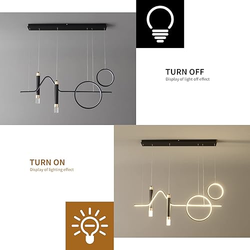 Miniatura 7 de Siittoo Moderna lámpara colgante LED, lámpara LED regulable de 52 pulgadas, lámpara LED moderna en forma de Z de 45 W, lámpara colgante para isla de