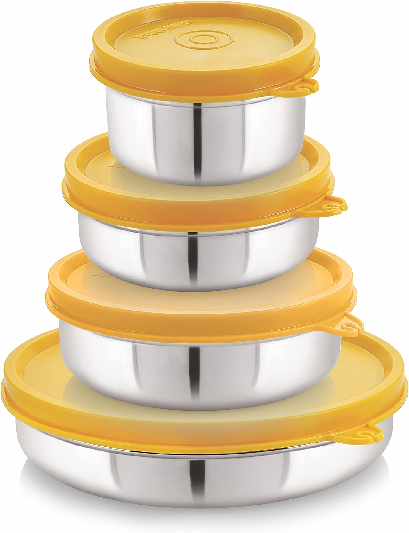 Steellock Flex Stainless Steel Containers Size Slim 150ml x 1, 200ml x 1, 350ml x 1, 550ml x 1 (Yellow)