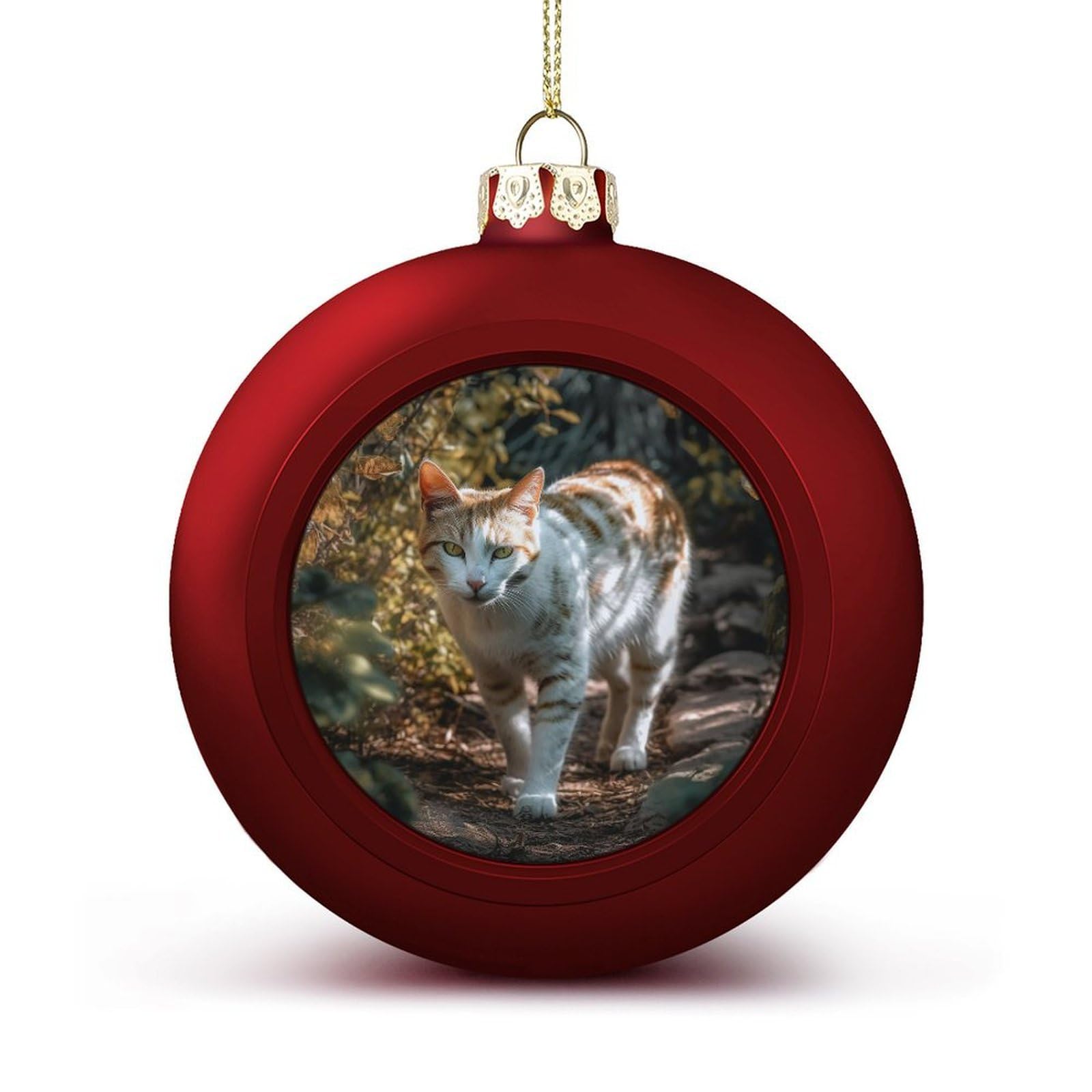 Cat Walking Through Bushes Christmas Balls Ornaments for Xmas Christmas Tree 1.6" Hanging Shatterproof Xmas Balls Hanging Decor Pendants for Holiday Party Outdoor Indoor DIY Craft Supplies