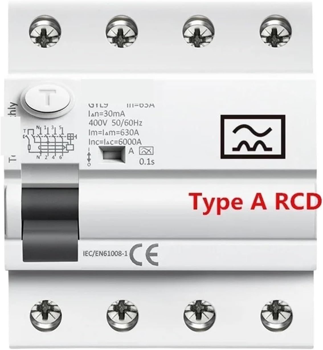 Circuit Breaker Type A RCD Magnetic Residual Current Circuit Breaker ELCB 3P+N 40A 63A RCD ELCB DC(4P 63A,30mA)