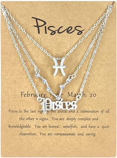 3Pcs Zodiac Gold Plated CZ Necklaces for Women Girls Old English Necklace 12 Constellation Necklace Zodiac Sign Gifts for Women