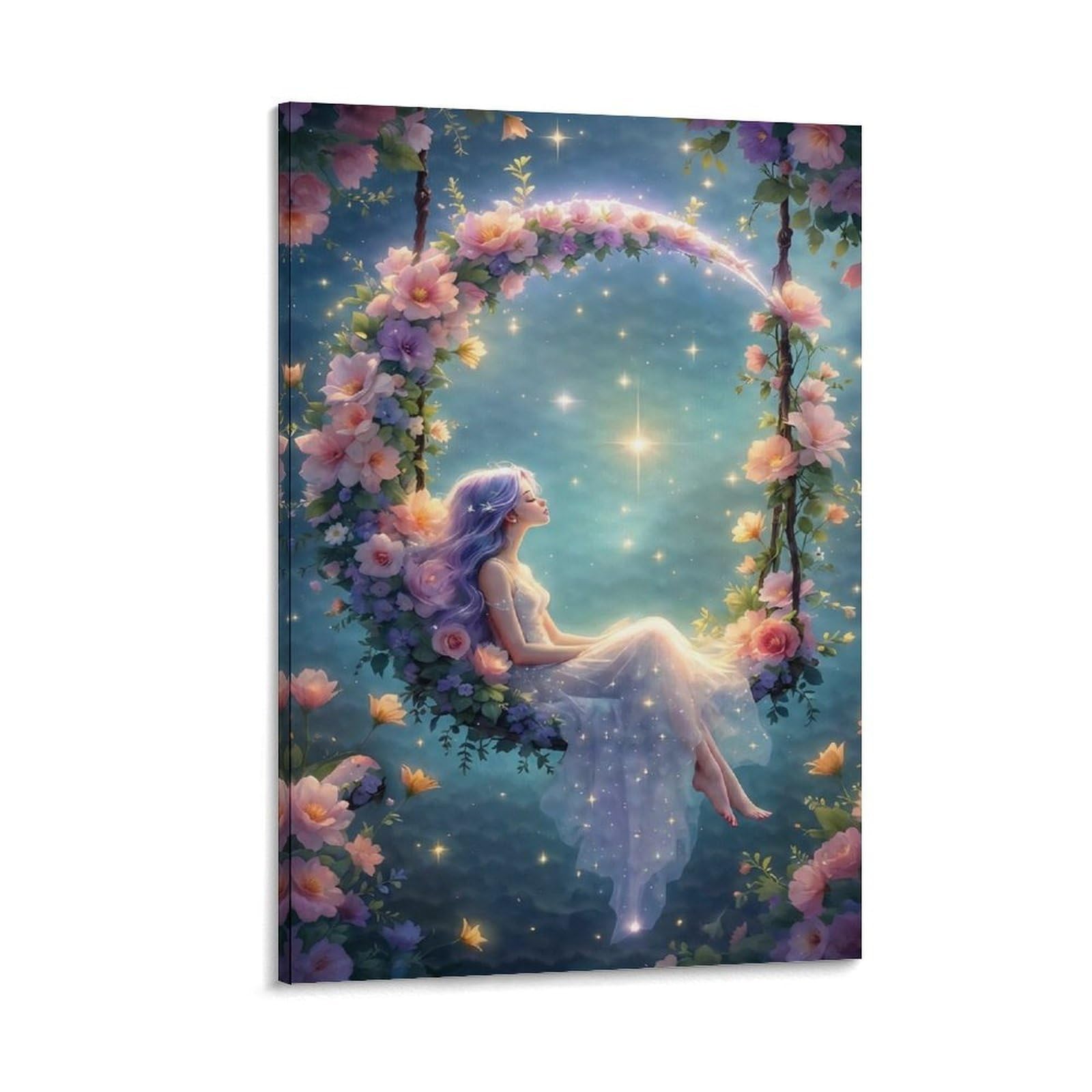 DHBANEIOK Fantasy Flower Swing Poster Artwork Giclee Canvas Prints Modern Canvas Wall Art Picture Wall Hanging for Home Decorations 24x36inch(60x90cm)