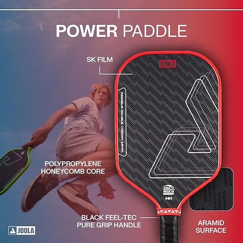 Miniatura 3 de JOOLA Double Vision - Paleta de pickleball de 16mm (0.63 pulgadas) - Forma Signature y estándar - Superficie de aramida para un tacto más suave y