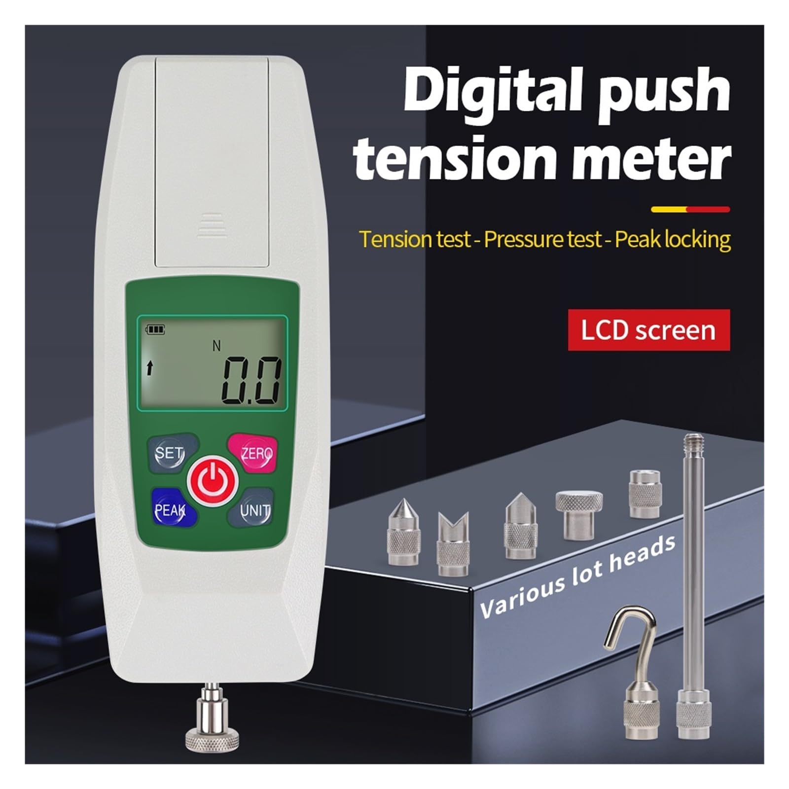 Dynamometer, KF-100 Digitales Kraftmessgerät Zugkraft-Dynamometer Hochpräzises Kraftmessgerät mit Einheitenumrechnungs-Summeralarm