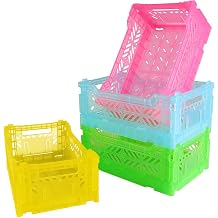 4Pack Plastic Storage Bins,4L Stackable Storage Baskets for Shelves ,Closet Baskets for Organizing Underware, Socks,Accessories in Home,Office,Pantry Decorative ContainersMix Colors