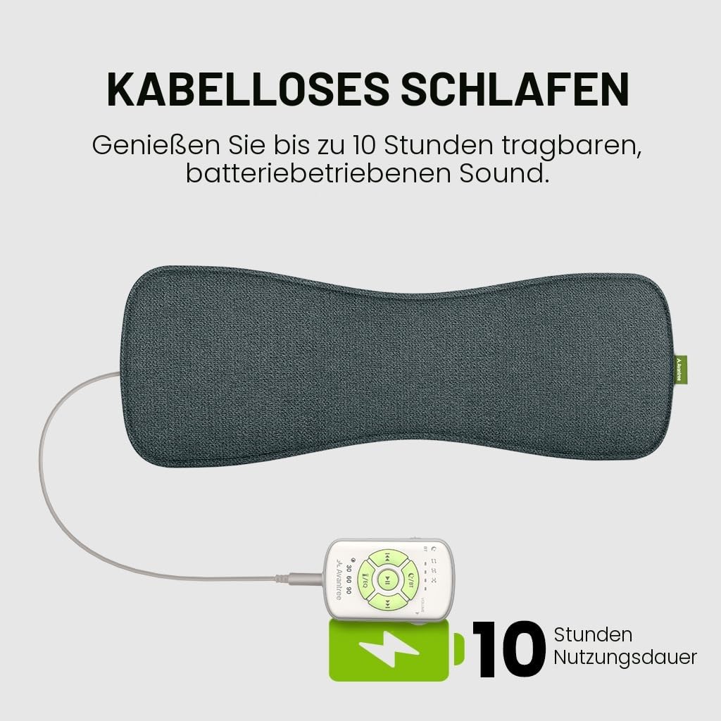 Avantree Slumber 2 Kabelloser Bluetooth-Kissenlautsprecher mit 4 flachen Lautsprechern, weißem Rauschen, Sleep-Timer