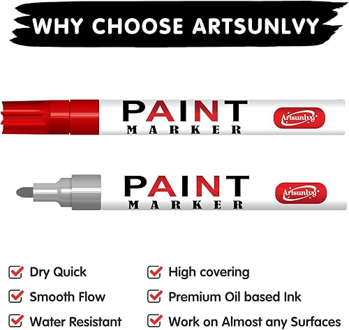 Miniatura 6 de Rotuladores permanentes dorados, blancos, negros, rojos, plateados, a base de aceite, de secado rápido, impermeables, para neumáticos, caucho,