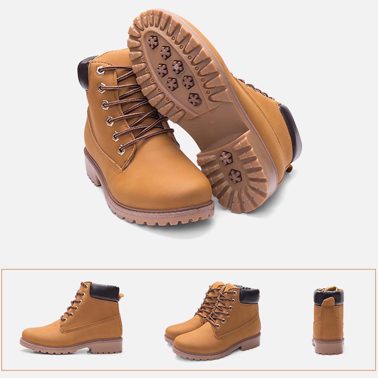 Generisch Botines ortopédicos para mujer, botines de invierno cómodos, antideslizantes, con cordones, ligeros, cortos, antideslizantes, botas anchas, botas cortas de invierno, cálidas