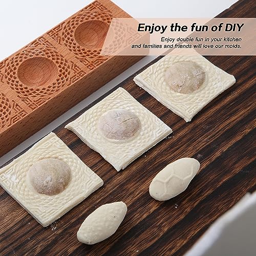 Miczhuoguang Ravioli Maker Press Mold Gnocchi Pasta Board, Wooden Stamp Pelmeni Mold Handmade Fresh Pierogi Press Ravioli Pasta Maker, 3 in 1 Combination Potsticker Meat Pie Dumpling Maker Board - Thumbnail 7