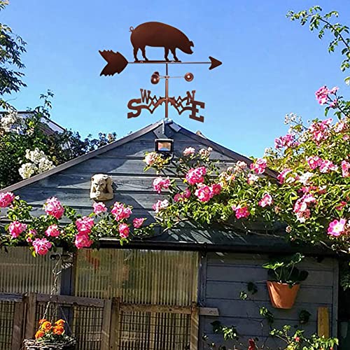 Metal Weather Vane Retro Pig Weathervane Durable Farm Garden Chicken Stake Weathercock Outdoor Decorative Wind Direction Indicator #TOP3