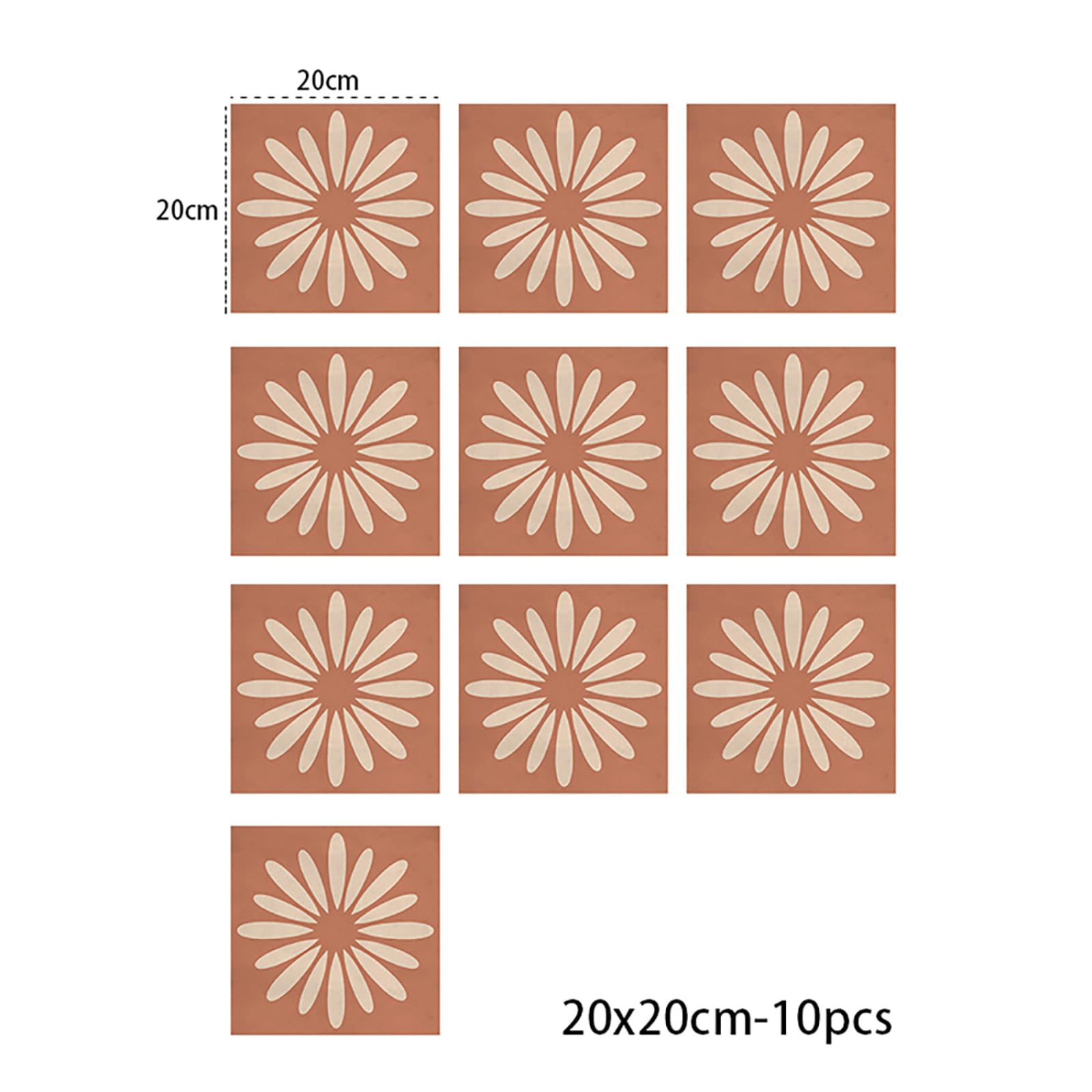 Adhesivos para Azulejos, Color Rojo ladrillo y Beige, para Cocina. Adhesivos autoadhesivos para Suelo, baño, Pared, duraderos, Impermeables, Resistentes al Aceite, escaleras, remov