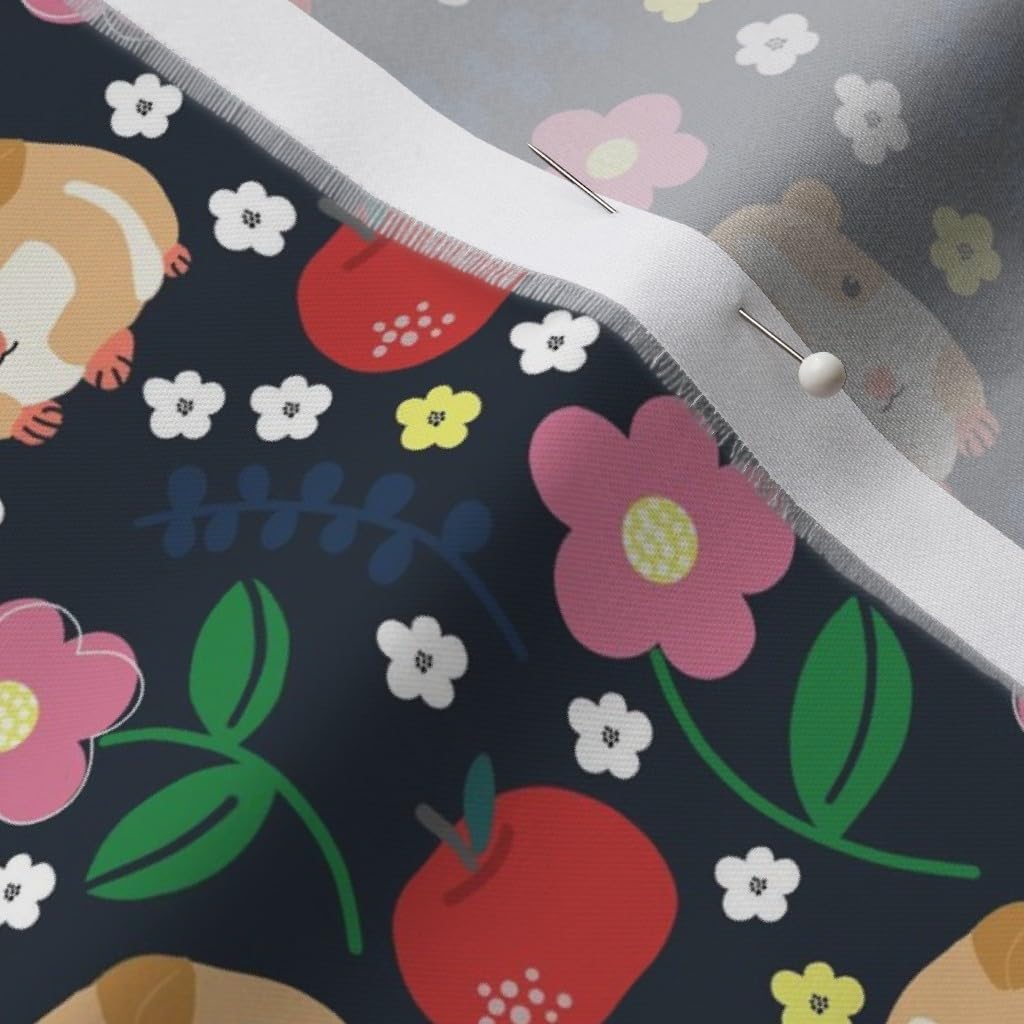 Spoonflower Fabric - Guinea Pigs Apples School Fruit Animal Printed on Organic Cotton Sateen Fabric by The Yard - Sewing Quilting Apparel Home Decor