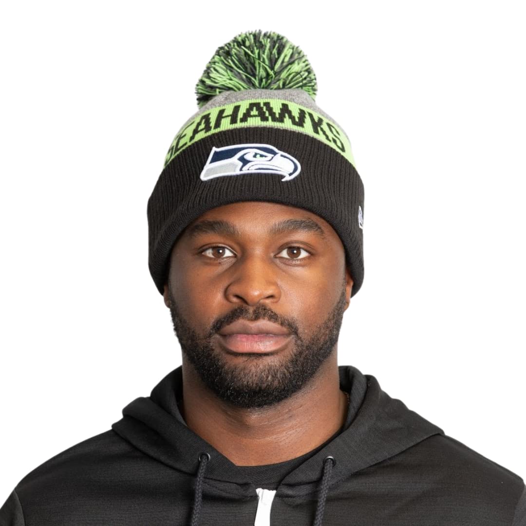 New Era Black Nfl Seattle Seahawks Colour Stripe Beanie Sport Knit