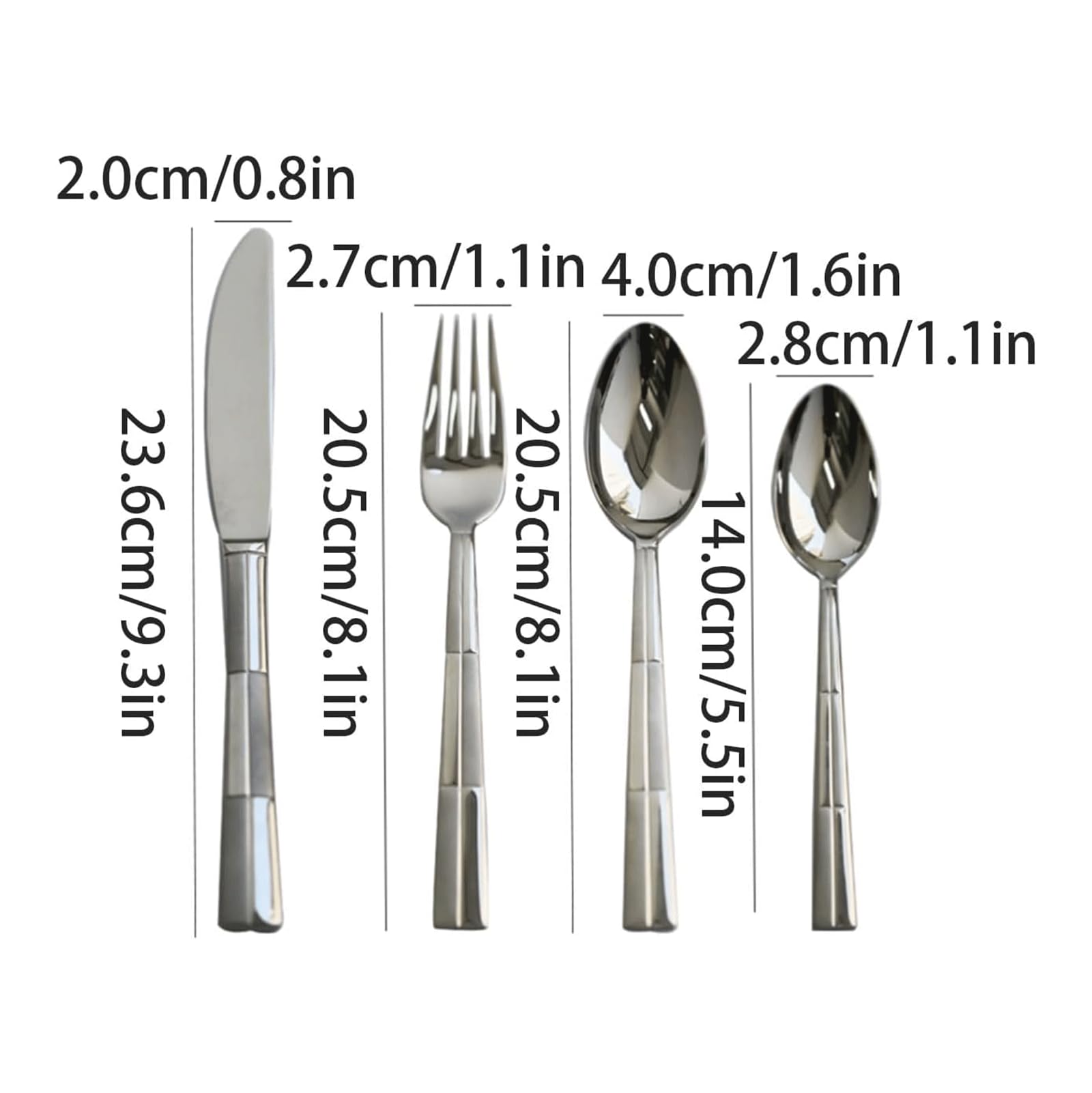 Ensemble d'argenterie 3/4 pièces, Ensemble de Couverts polis Miroir, Couteau, Fourchette, cuillère, Service de Table en Acier Inoxydable, fourchettes à dîner réutilisables