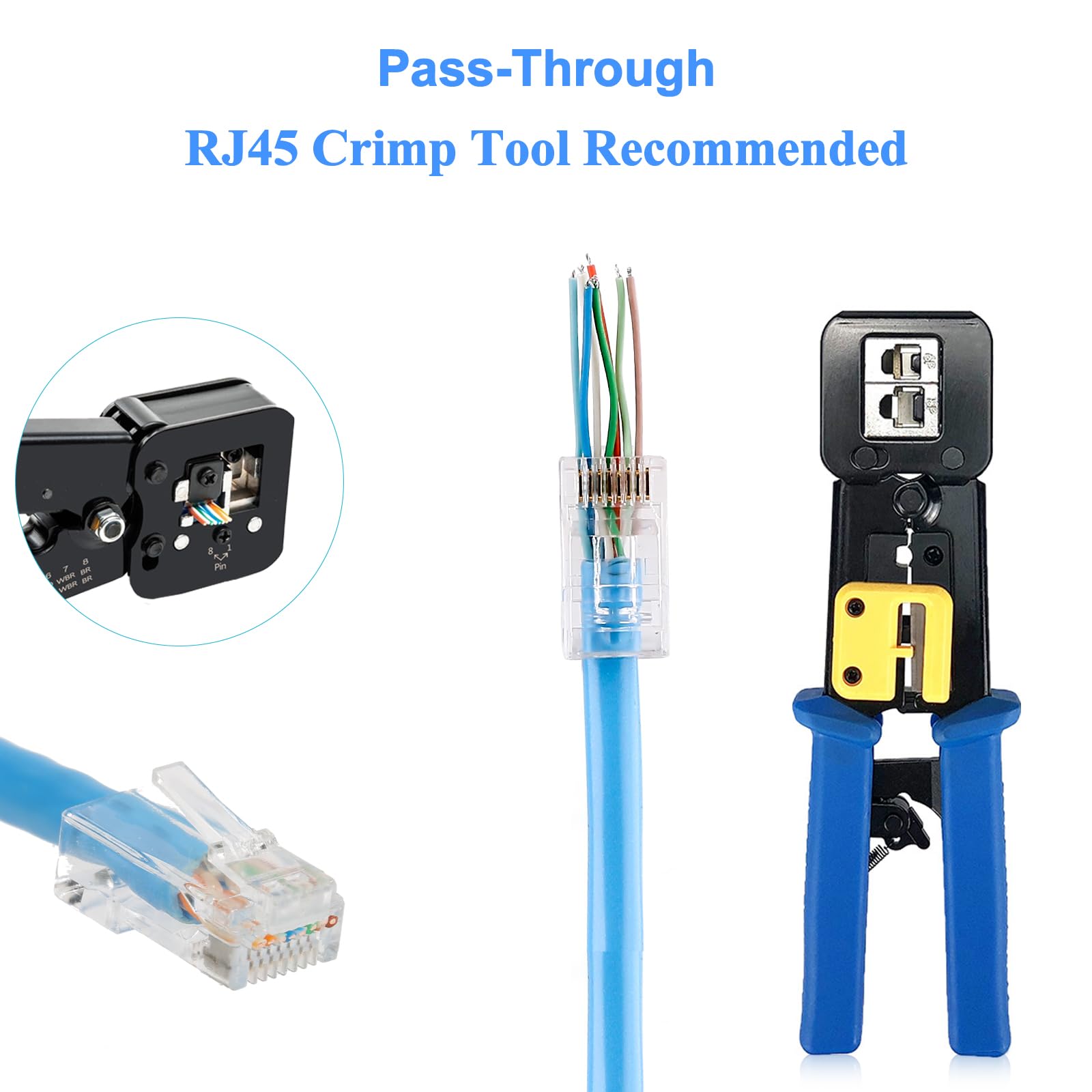 Lot de 100 connecteurs RJ45 Cat 6 - Connectivité sans couture pour câble Ethernet UTP solide ou toronné