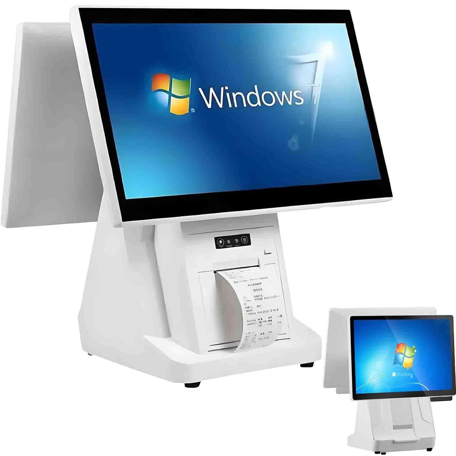 Registratore di Cassa Touch Screen Intelligente Tutto in Uno,Doppio Schermo Touch 15.6",Wi-Fi Integrato, Altoparlante, Stampante Termica da 58 mm,8GB RAM + 128GB SSD Registratore di Cassa