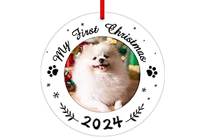 WaaHome Picture Frame Dog First Christmas Ornament 2021