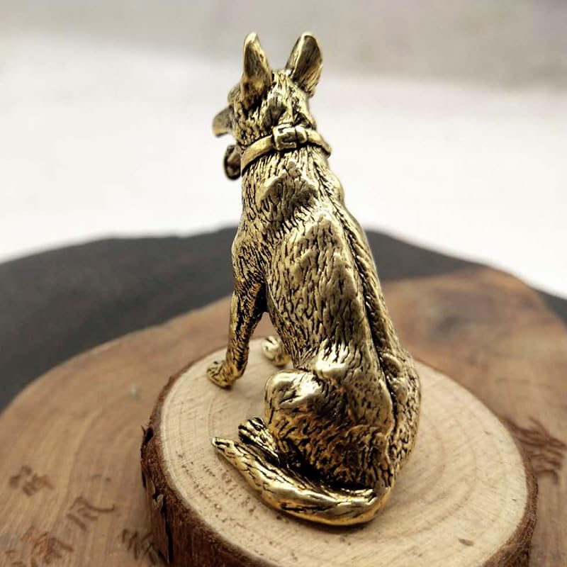 2pcs Decoración Perro de Latón Estatuas Metálicas miniatura 4