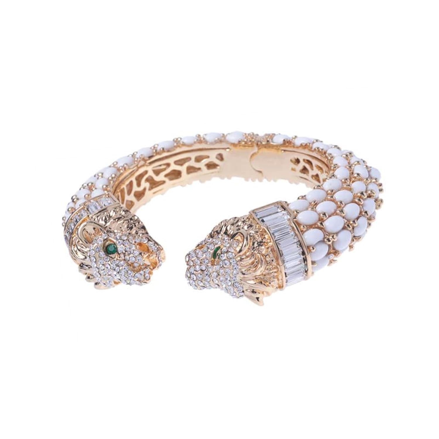 Trillion London Bracciale Polsino Con Leone A Due Teste E Cristalli - Placcato Oro, Accessorio Donna Per Matrimoni E Feste - 4