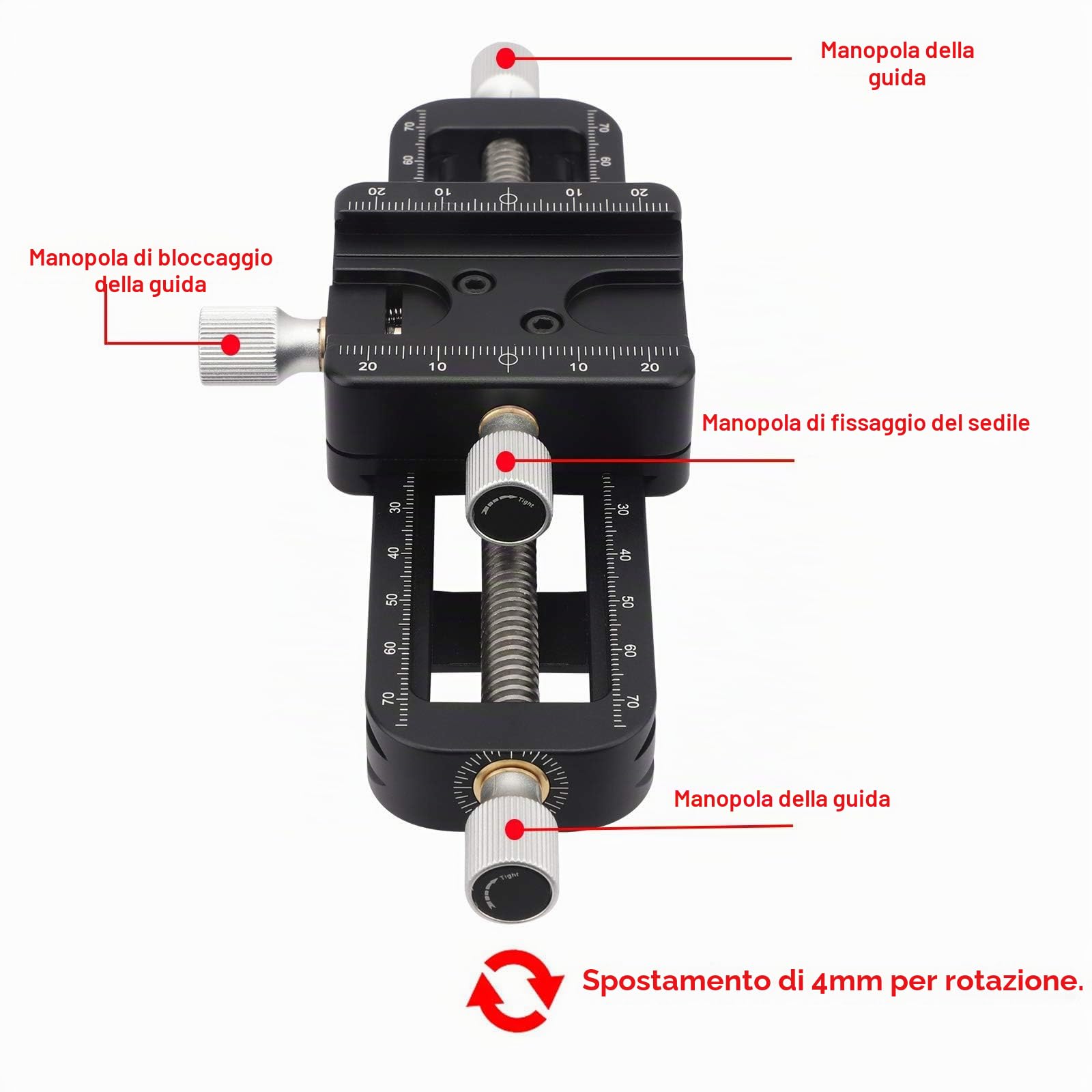 Haoge FM-160 Messa a fuoco impilabile Macro Rail per fotografia macro, precisione messa a fuoco Slider Close-up Tiro piastra morsetto Fine-tuning Asta vite Wormdrive