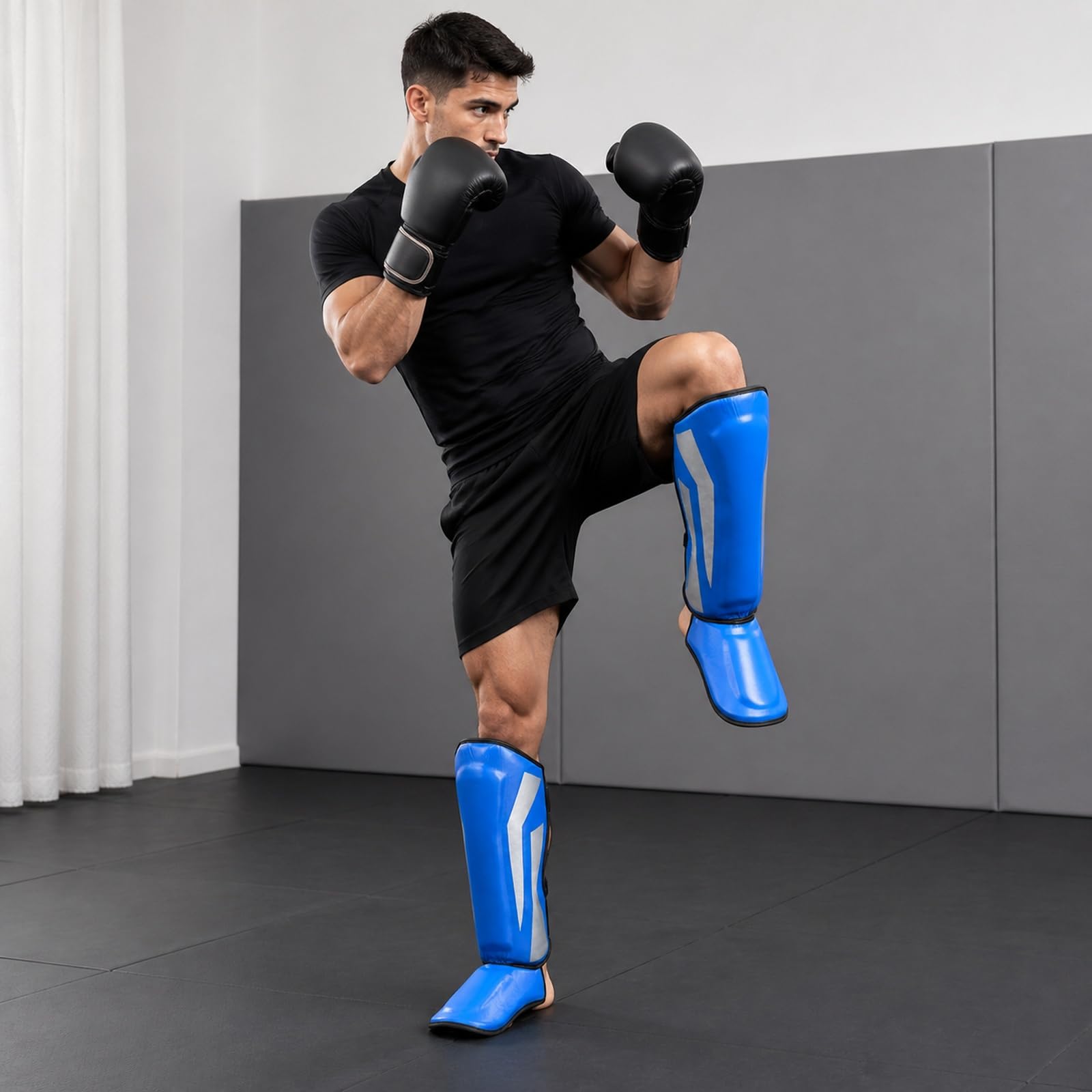 Piedi Protezione Shin Guard,Parastinchi Muay Thai,Parastinchi per Arti Marziali,Regolabili,Comodo,Traspirante,per Boxe,Taekwondo,Muay Thai,Kickboxing,Sport da Combattimento