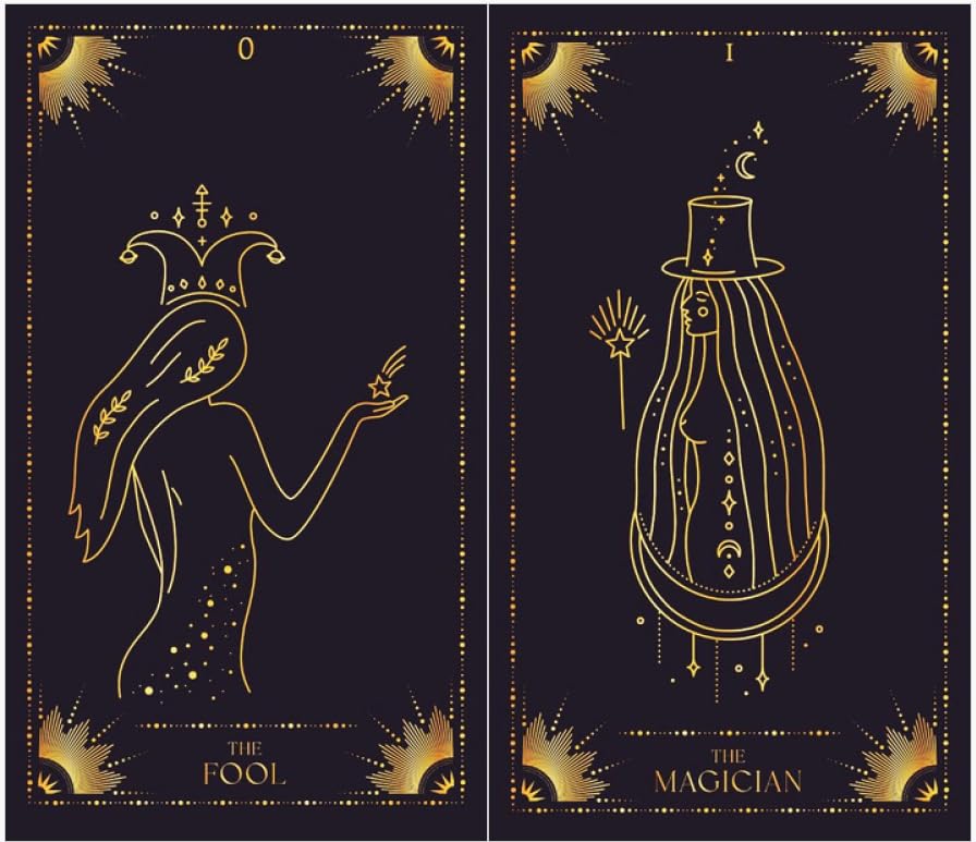 Starry Night Tarot Cards Deck 78 cartes de tarot magiques, jeu de tarot noir et doré