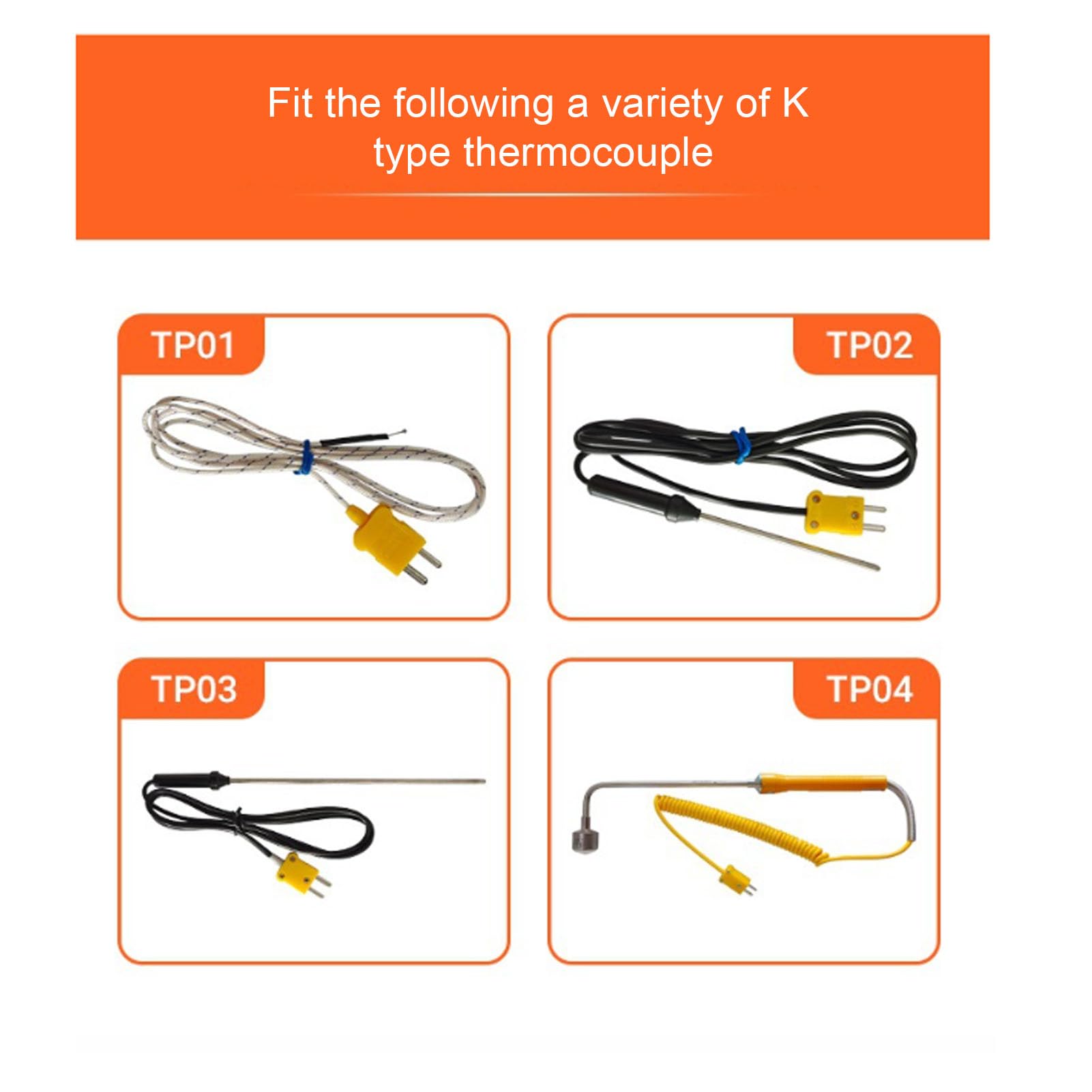 Zerodis Digitales K-Thermometer, ABS-Konstruktion, Weitbereichs-Temperaturmessgerät für Kochen und Heizungs-, Lüftungs- und Klimatechnik mit Thermoelementsonde