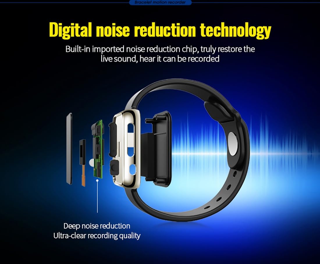 Registratore Voice Recorder Watch，racciale Registratore Digitale Braccialetto Di Registrazione HD Registratore Multifunzione Riduzione Intelligente Del Rumore Conferenza, Conferenza, Intervista ( Colo