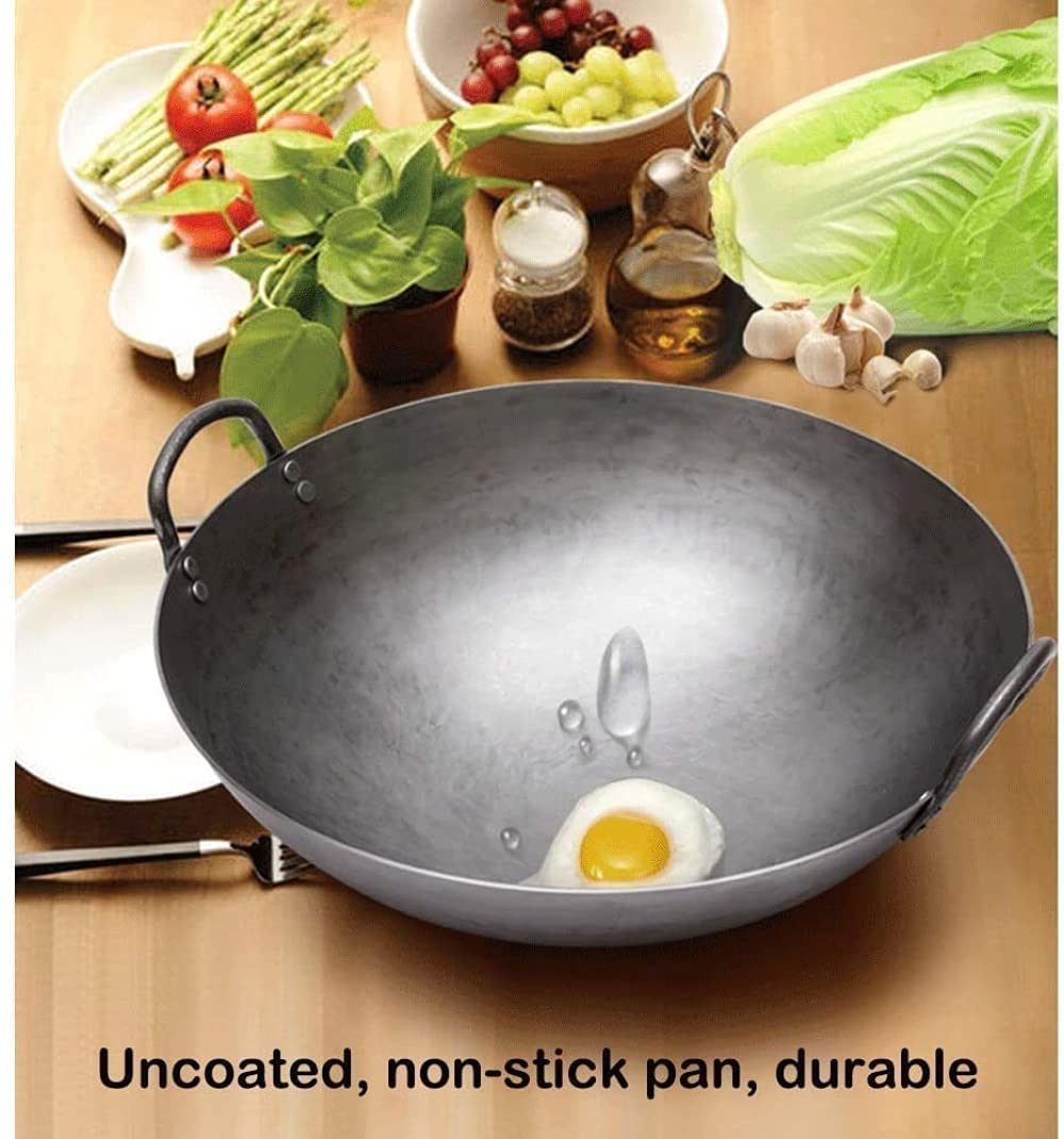 ノンスティック中華鍋 大きめ*6 Amazon｜中華なべ 大型丸型鋳鉄ベース中華鍋、ノンスティック鉄