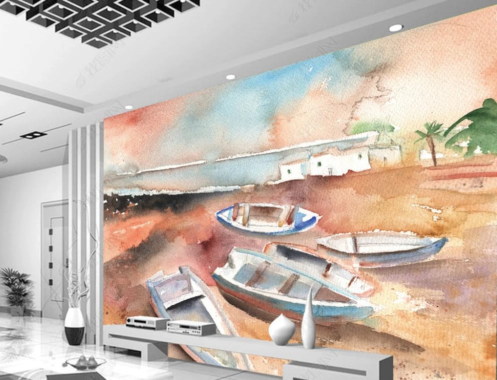 Papier peint intissé aquarelle poster XXL mural 400x280 cm pour salon et restaurant