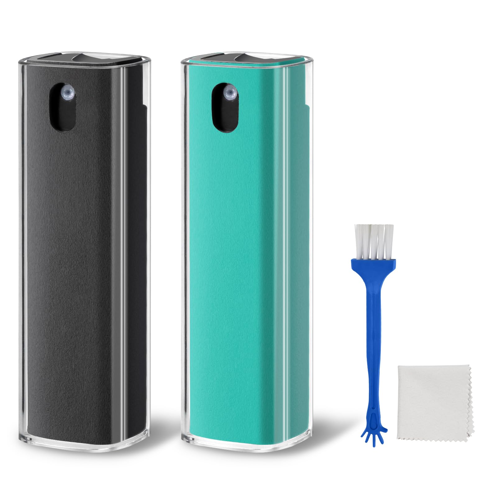 Electronics, spray per la pulizia dello schermo touchscreen, per computer, telefono, laptop, obiettivo, TV, PC, auto, schermo con spazzola e panno in microfibra, confezione da 2 (grigio