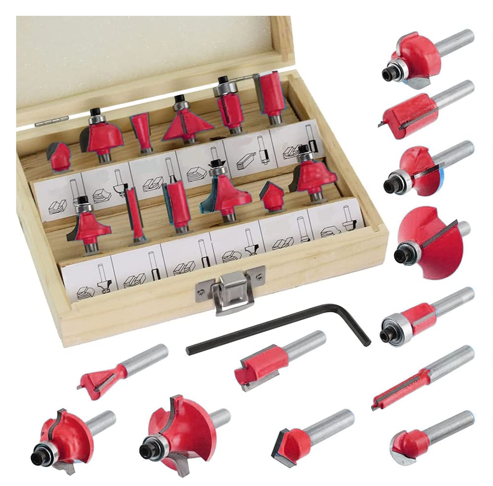 Router Bits Set 12 Pieces 1/2 Inch, Router Bits Kit, DIYer Woodworking Tools, Carrying Case (12 Pcs| Size 8 mm|Color-Multi| Material-Carbon steel)-picture-12