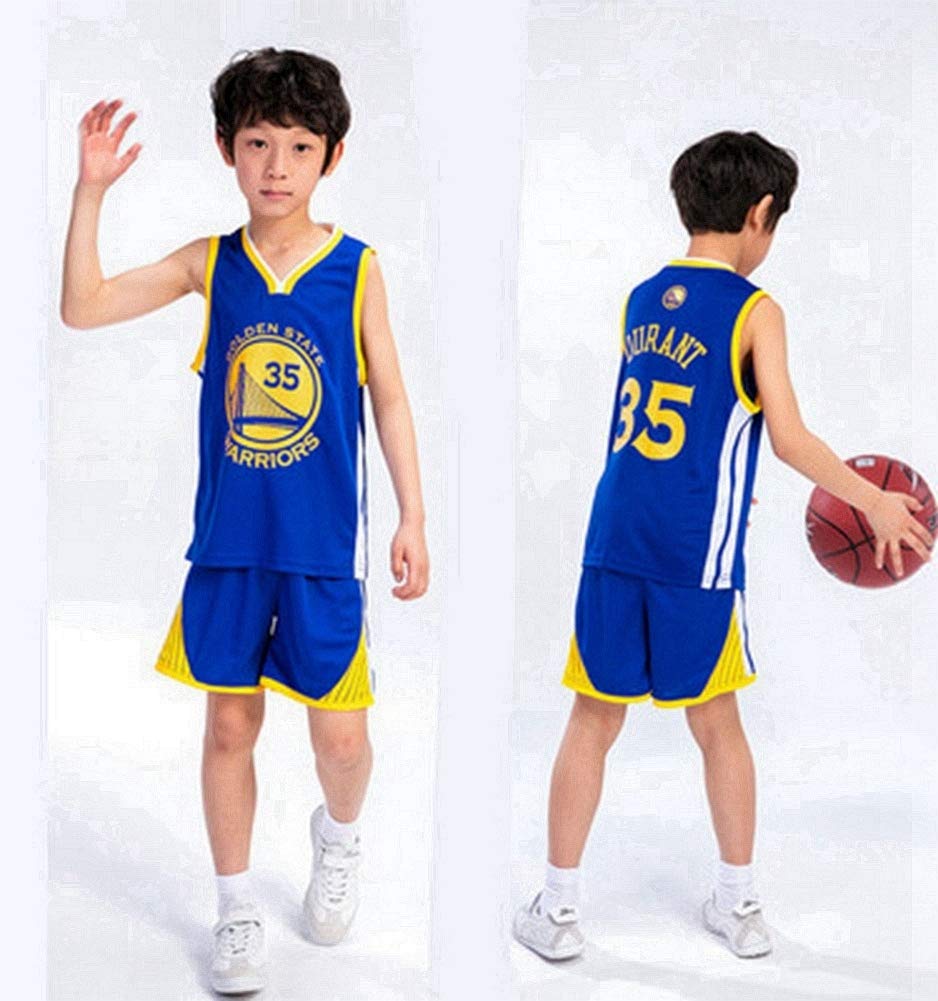 HS-ZHAOPANChildren's Jersey - NBA Golden State Warriors #30 Stephen Curry Basketball Jersey, Sportswear Universal Sleeveless T-Shirt Shorts Jersey Set (3XS~2XL),XS105~115CM