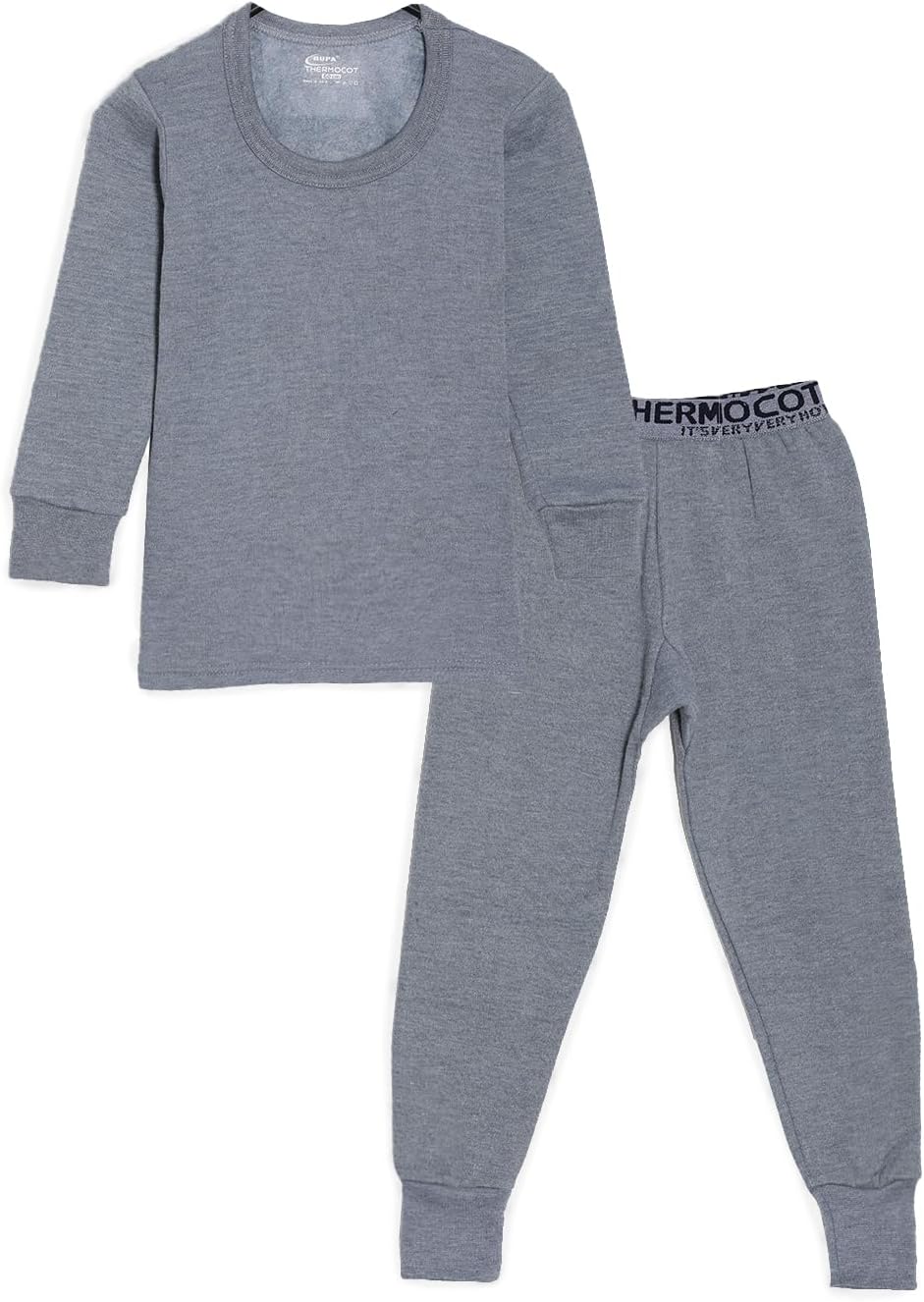 THERMOCOT Thermal Top and Bottom Set for Boys in Cotton Blend | Round Neck Winterwear | Boy's Thermal Upper and Lower Set | Full Sleeves and Snug Fit | Top and Bottom Set